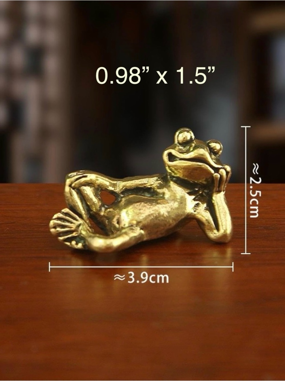Retro Brass Frog Figurine - Relaxed Reclining Pose - Picture 3 of 4